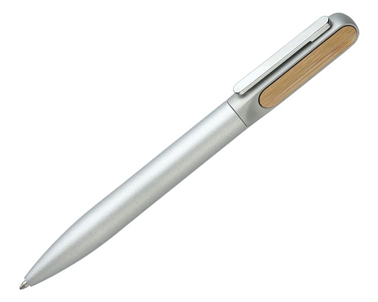 Kugelschreiber aus Metall mit Bambusgriff